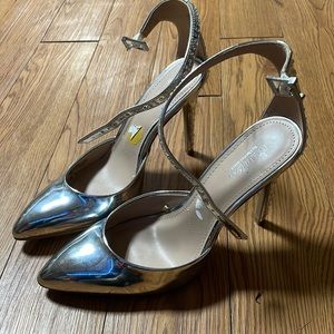 Silver Jeweled Heels